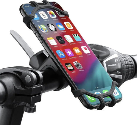 Telefoonhouder fiets en motor siliconen – Fietshouder–Fiets accessoires–360 graden draaibaar–gsm-houder fiets en scooter - megaspullen.nl